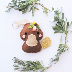 Platypus - Pure wool felt bag charm, key ring, school bag, personalised, hand embroidered, key chain, Australia