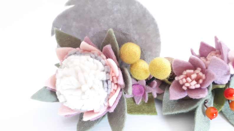 Deluxe Koala Ears Headband / Crown pure wool felt, Floral headband, dress ups, Australia image 5