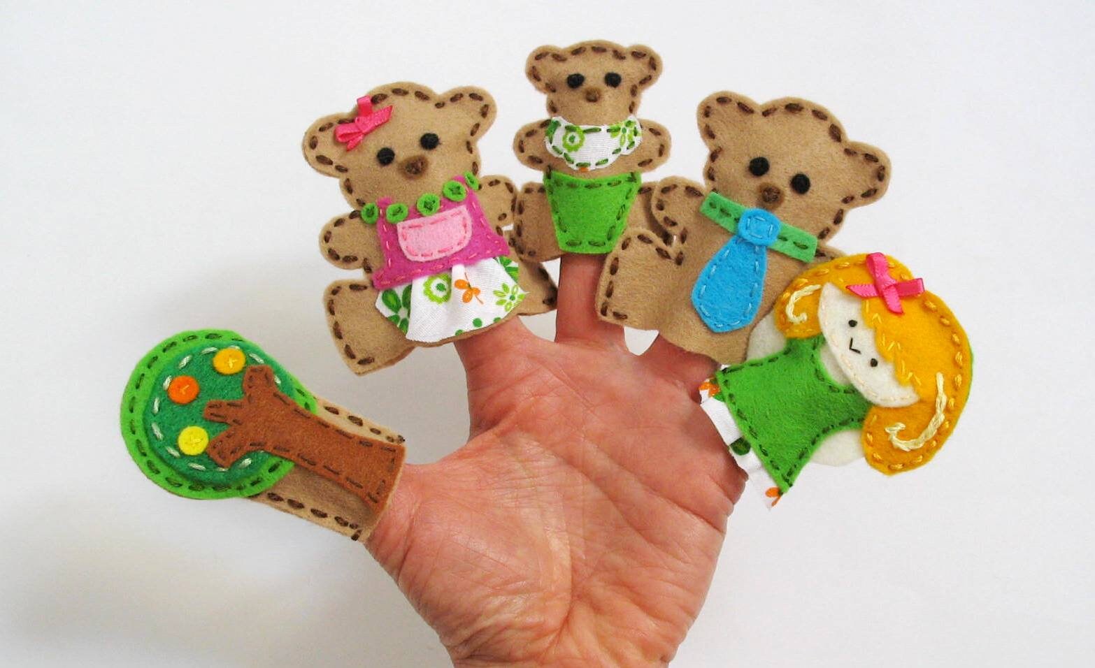 Goldilocks set of 5 or 8 wool felt finger puppets pretend Etsy