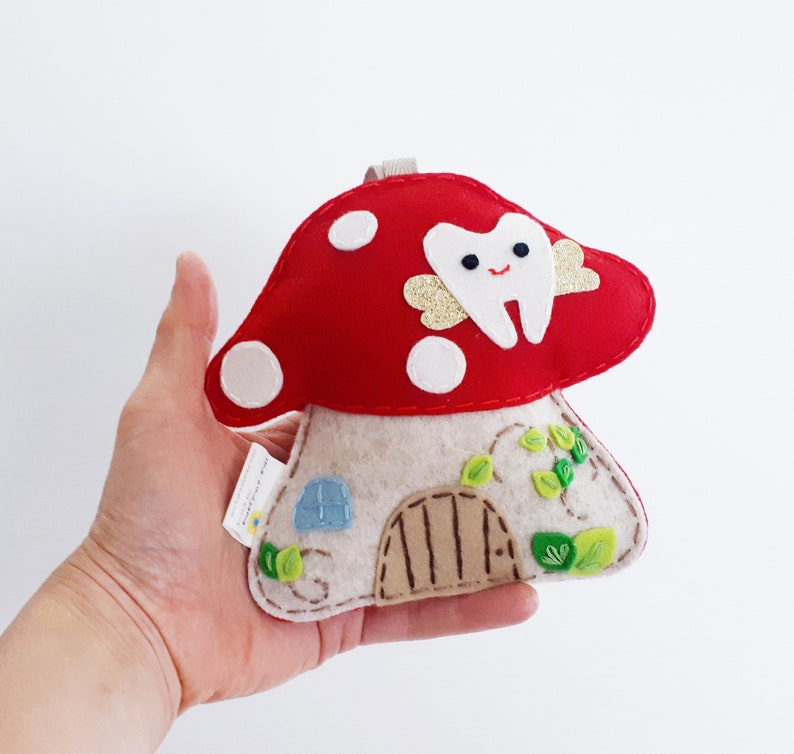 RED Toadstool Tooth Fairy pillow 100 pure wool felt Perth Etsy
