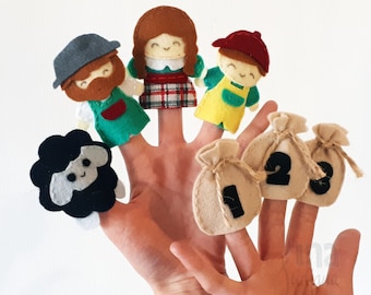 Baa Baa Black sheep - felt finger puppets, pretend play, Perth