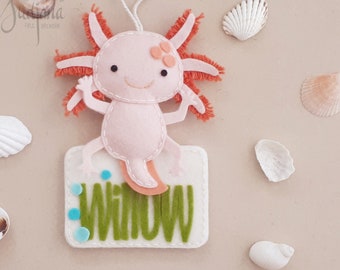 Made to order -  Axolotl mini plaque - 100% Pure wool Felt, decoration, Perth