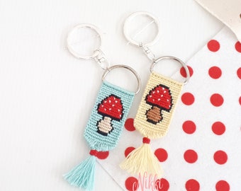 Mini toadstool bag charm - hand knotted, Perth