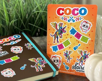 Coco Dante Sticker Sheet: Day of the Dead, Sugar Skull, Vinyl Decals