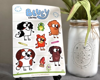 Bluey Family Vinyl Sticker Sheet: Water-Resistant Die-Cut Decals