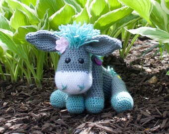 Crochet Donkey Stuffed Animal: Handmade Acrylic Yarn Plush
