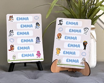 Bluey Personalized Name Stickers: Water-Resistant Kids Labels