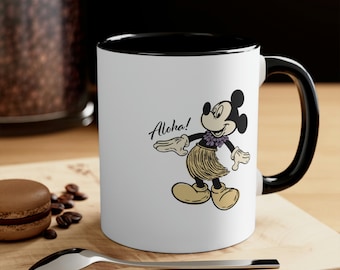 Hawaiian Mickey Mouse Accent Mug, Aloha Mickey Mouse Mug, Disney Mug, Disneyland Mug, Disney World Mug, Matching Family Disney Mugs