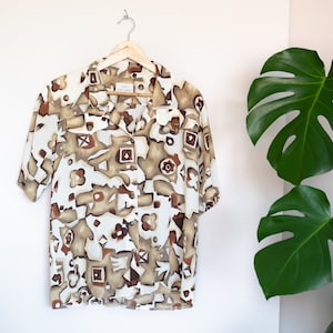 Vintage short sleeve beige blouse UK 12