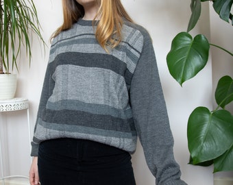 Vintage grey striped oversized jumper XL