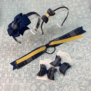 School uniform PLAID 57 set of 5 pieces Navy, Yellow gold, Royal