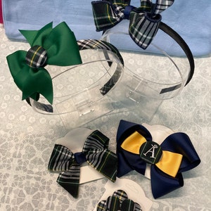 School uniform set in Navy Yellow Forest Back to School Uniform Bows Plaid Uniform Fabric Plaid 61 bundle