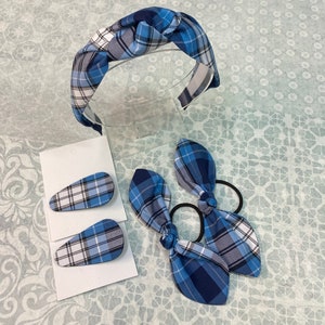 School uniform Back to school bows plaid 76 Navy White Lt Blue