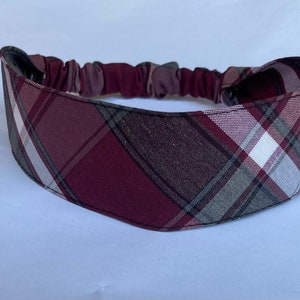 School uniform Back to School uniform plaid 54/Burgundy, white.  Soft Elastic headband. Bows for Girls