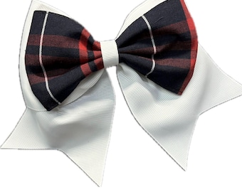 Geruite 37/wit 3 inch lint Cheer Bow/geruite stof in het midden terug naar school-strik.