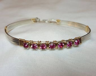 Tiffany style Bangle Bracelet / Bridal Jewelry /Swarovski Bracelet / Handmade Jewelry /Bangle Bracelet / Bridesmaid Bracelet / Gift for Mom