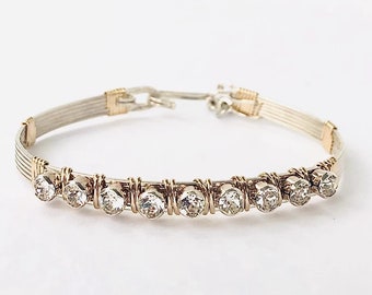 The Adore Me Bracelet, Bracelet For Mom, Swarovski Crystals, Sterling Silver, 14k Gold-Filled