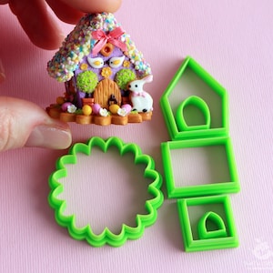 Custom cutter/Printed to ORDER/Set of cutters 6 pieces for making Easter house Y80\polymer clay\PLA plastic\The house is not included