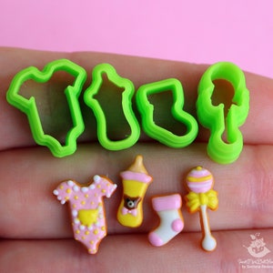 Baby Shower Cutter Set: 3D Printed Polymer Clay Cutters (4 Pieces) image 1
