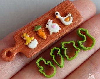 Miniature cutters for doll kitchen, Easter gingerbread (4 pieces)in swamp color. PLA plastic. (ONLY CUTTERS)