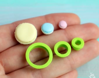 Foremki do wykrawania makaroników z gliny polimerowej: zestaw 3 elementów PLA (0,5-1,5 cm)