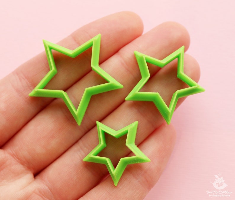 Custom cutter/Printed to order/Set of cutters 3 pieces Stars. PLA plastic. Miniature decoration. image 1