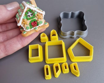 Miniature House Cutter Set: 10-Piece Polymer Clay Cutters (PLA Plastic)