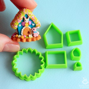 Custom cutter/Printed to ORDER/Set of cutters 6 pieces for making Easter small house\polymer clay. PLA plastic. The house is not included