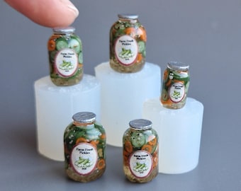 Miniature Jar Molds 1/12 scale: Polymer Clay Food-Safe Silicone