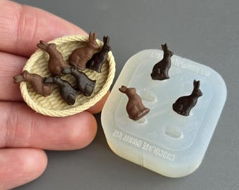 Miniature Chocolate Bunny Silicone Mold: Polymer Clay, Resin, Food Safe