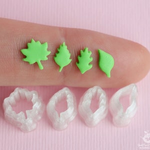 Leaf Cutter Set: 3D Printed PLA Plastic, Miniature Food Clay Cutters (4 Pieces)