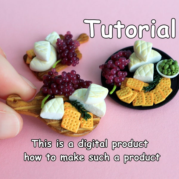Tutorial with video lesson \Miniature composition with grapes\Digital goods\How to make\Working with polymer clay\Modeling