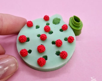 Miniature Raspberry Silicone Mold & Cutter Set – 1:6 Scale