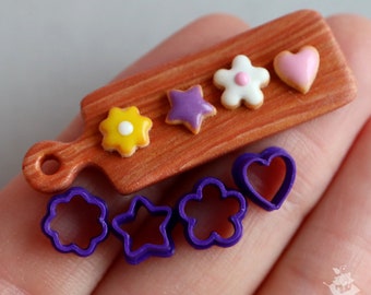 Miniature cutters for doll kitchen\Miniature cute cookies (4 pieces) in violet color. PLA (ONLY CUTTERS)