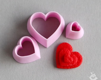 Heart Cutter Set: 3 Sizes for Polymer Clay, PLA Plastic (S51015)