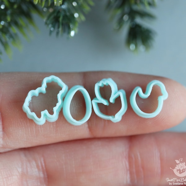 Miniature Easter Cookie Cutters, 1/12 Scale Dollhouse Kitchen (4 Pieces)