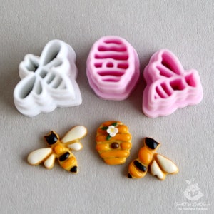 Custom cutter/Printed to ORDER/Set of cutters 3 pieces\Bee and hive set BH1\. Gingerbread are not included in the price. PLA plastic.