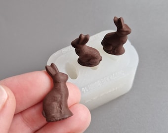 Miniature Chocolate Bunny Silicone Mold 1/6: Polymer Clay, Resin, Food Safe
