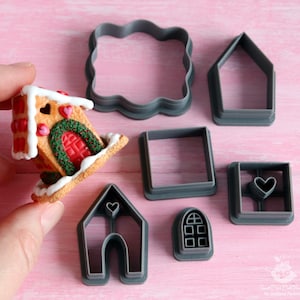 Maßgeschneiderter Ausstecher/Gedruckt auf BESTELLUNG/Set Ausstecher 6 Stück\Herstellung aus Fimo (Valentinstag). PLA-Kunststoff. Das Haus ist nicht im Lieferumfang enthalten