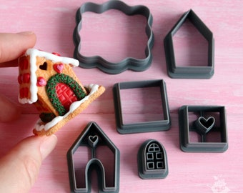 Custom cutter/Printed to ORDER/Set of cutters 6 pieces\making from polymer clay(Valentine's Day). PLA plastic. The house is not included