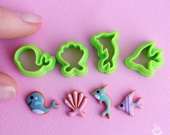 Sea Life Polymer Clay Cutters: 4 Piece PLA Plastic Set