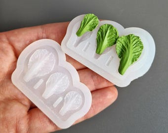 Miniature lettuce leaves Silicone Mold: Polymer Clay, Resin, Food Safe