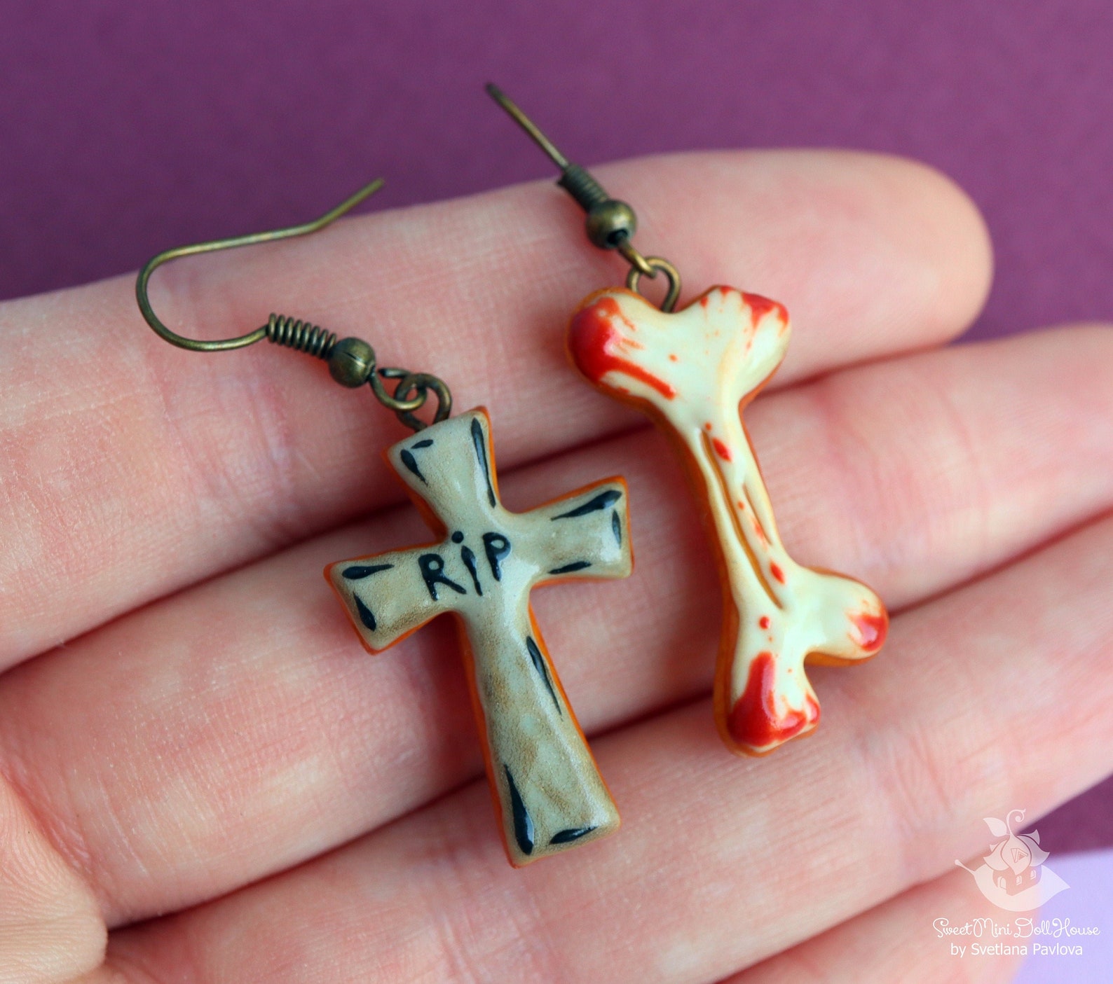 Halloween earrings. Handmade polymer clay. Polymer clay Etsy