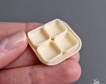 手作りドールハウスミニチュア皿とスプーンセット - 1:12スケール