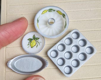 ミニチュアレモンキッチンベーキングセット／ドールハウスセット