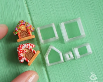 Zestaw foremek do ciastek Micro House Y40: 5 plastikowych foremek do ciastek PLA