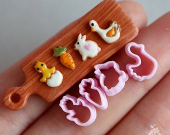 Miniature cutters for doll kitchen, Easter gingerbread (4 pieces) in light pink color. PLA plastic. (ONLY CUTTERS)