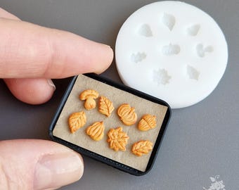 Miniature Autumn Cookie Mold: Polymer Clay Food-Safe Silicone