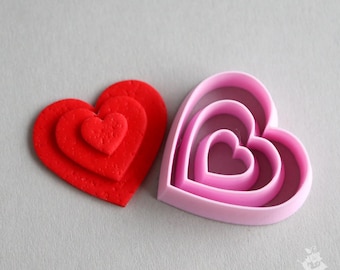 Heart Cutter Set: 3 Sizes for Polymer Clay, PLA Plastic (S123)