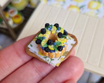 Miniature Lemon Cake: Handmade Polymer Clay Dollhouse Food